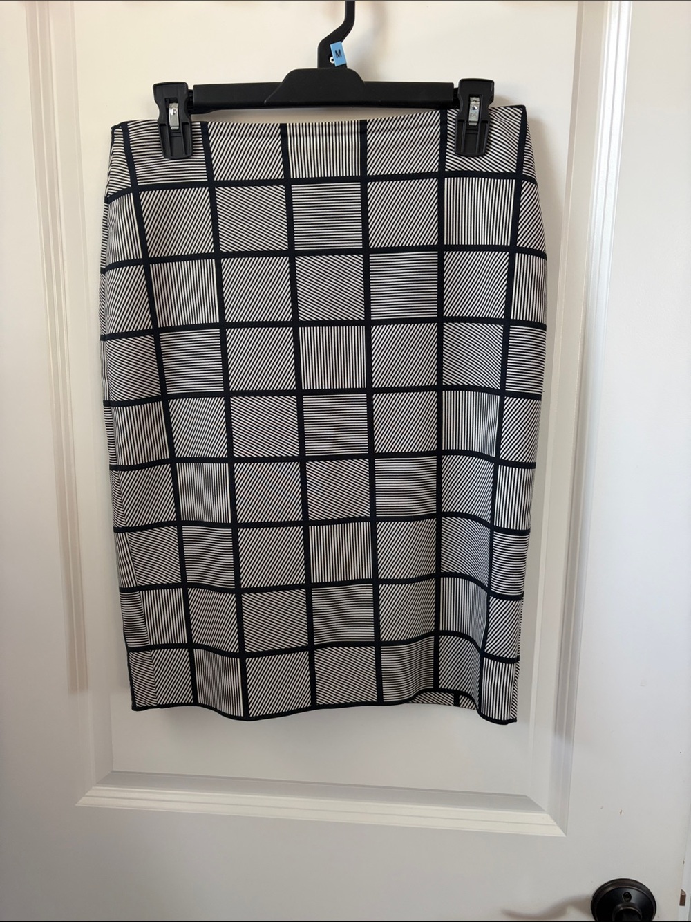 Ann Taylor Black and White Grid Pencil Skirt